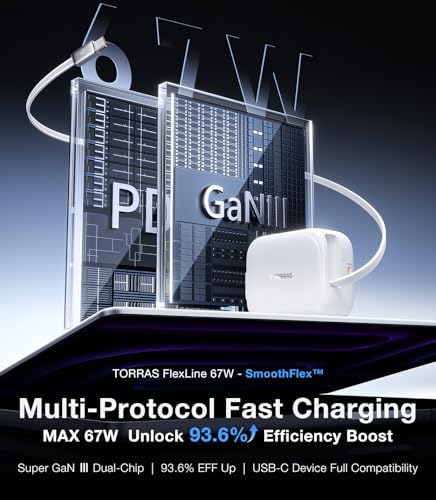 Fast Charging with Low-TEM Protection USB-C 67W Retractable Charger and case â€?Buy Together to Save 15%